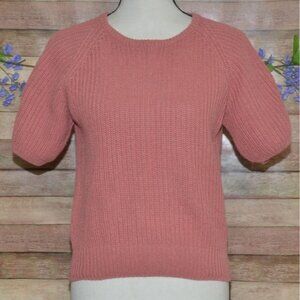 Vtg Two's Company Pink Silk Blend Knit Top Short Sleeve Cropped 80s Hong Kong M